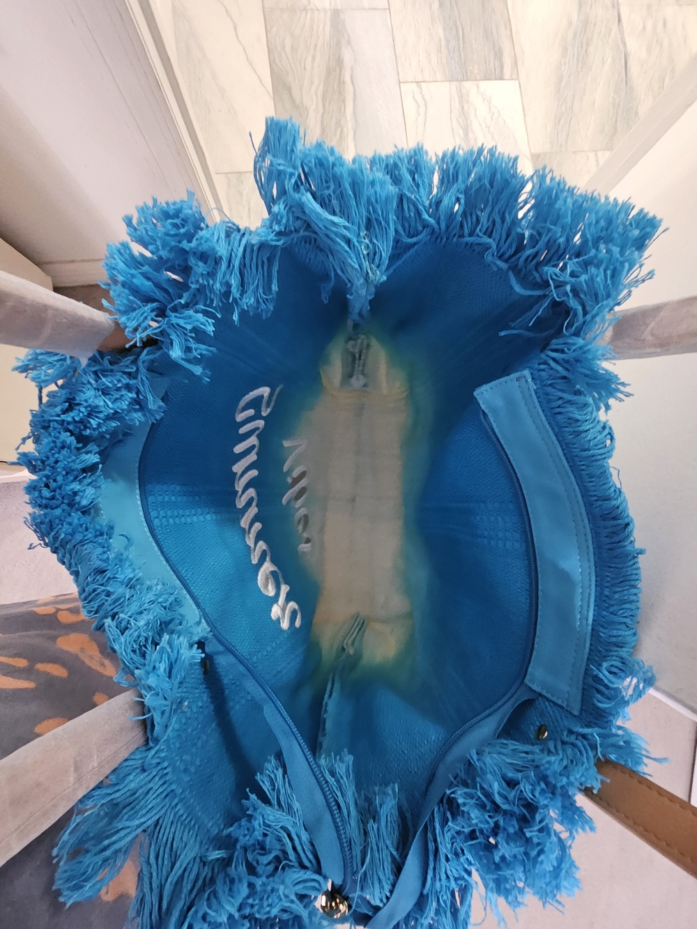 American Bee Sky Blue Ombre Fringe Tote - Summer Vibes - Picture 4 of 7